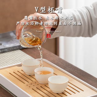 羊脂玉旅行功夫茶具套装 小套白瓷 家用中式 泡茶盖碗茶杯便携式
