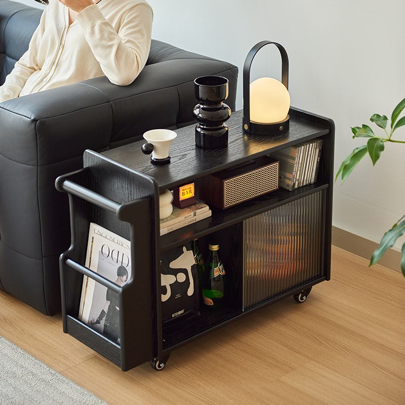 实木客厅沙发边几移动小t茶几边柜侧柜家用餐边桌角几储物柜置物