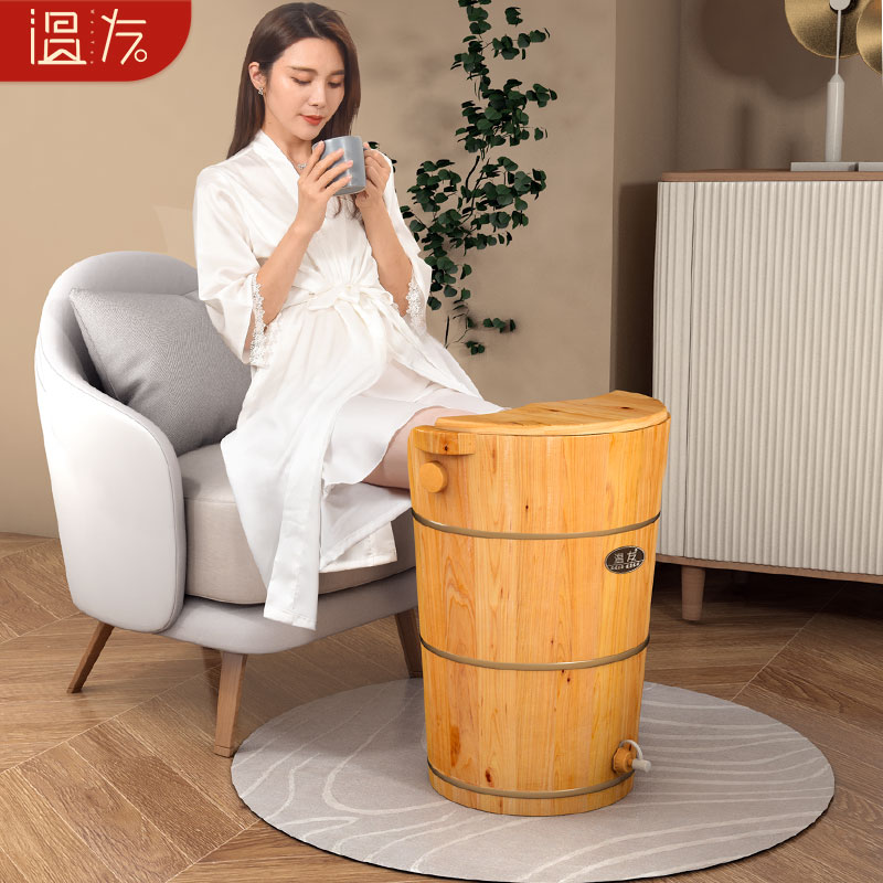 泡脚木桶高深桶家用实木洗脚桶z过膝盖加热熏蒸木桶保温足浴桶木