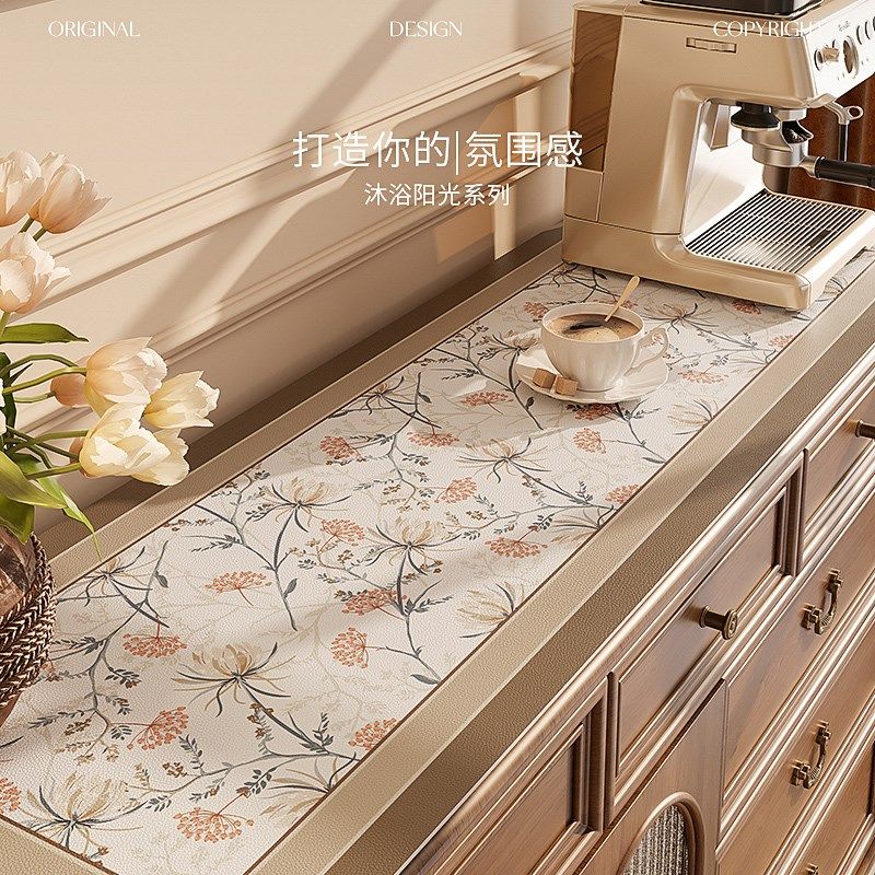 花影摇曳美拉德复古桌布免洗防水防油餐边柜电视柜保护垫子高级感