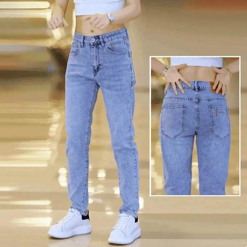 娅顿轻奢浅蓝色牛仔裤男士春秋款弹力修身小直筒潮流休闲百搭长裤