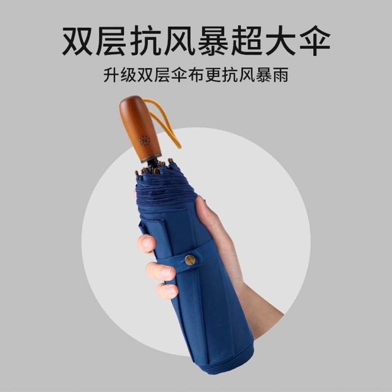 双层超大号手动防风加固厚结实暴雨专用双人复古三折叠男女晴雨伞