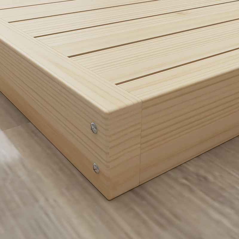 原木硬床板1.8米全实木排骨架加高床架双人床护腰床垫榻榻米定制