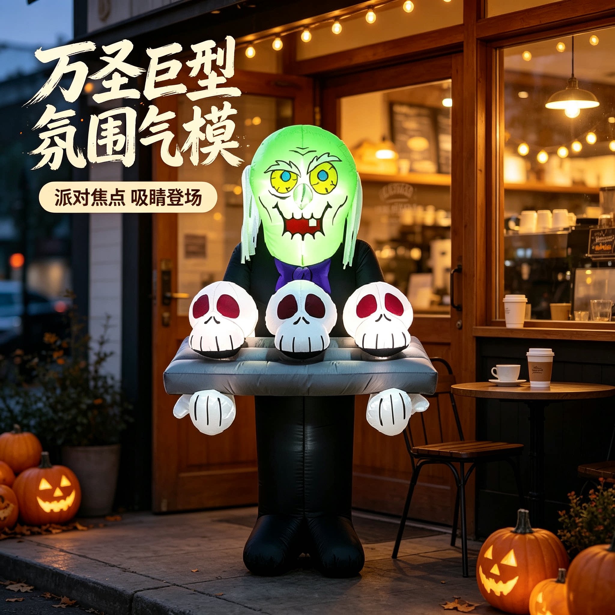 万圣节装饰品破窗气模充气南瓜