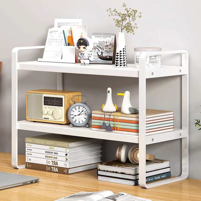 桌面置物架书架学生简易卧室宿舍铁艺办公书桌桌上收纳小架子书柜