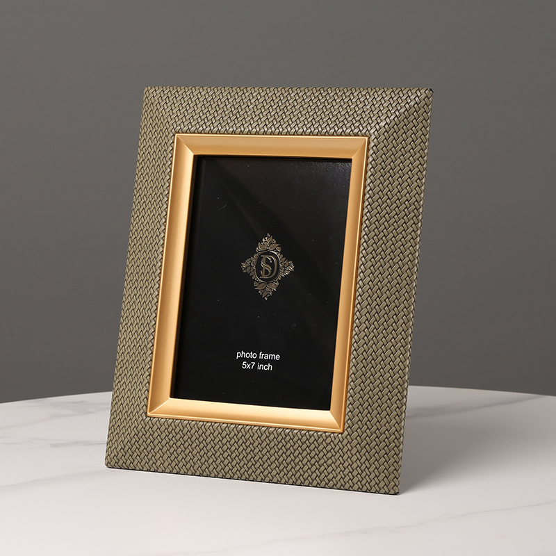 黄铜皮革相框摆台摆件6寸7寸相架画框相册样板房卧室床头柜装饰品
