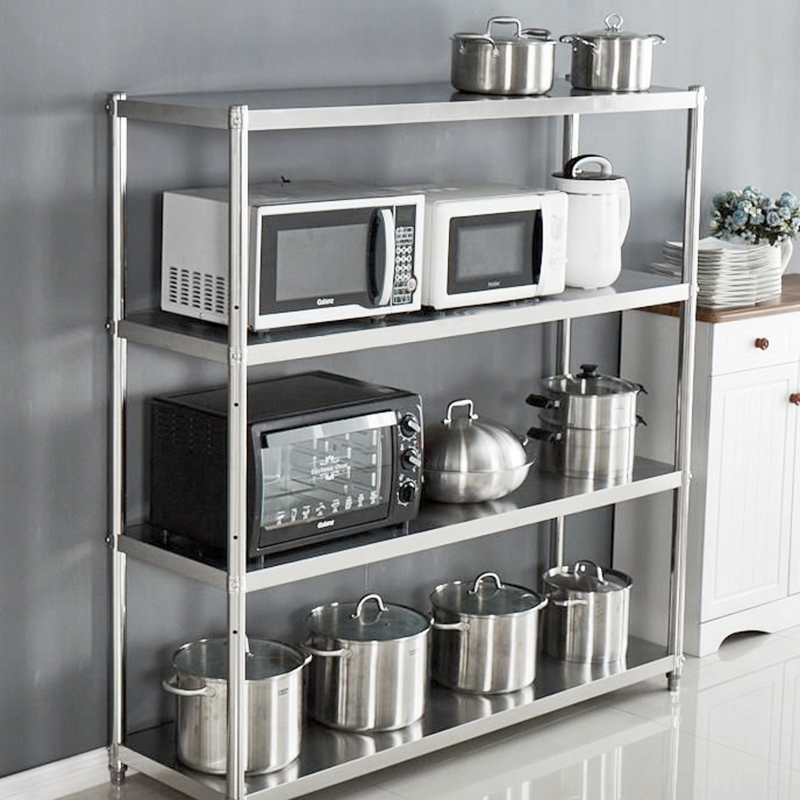 家用不锈钢厨房置物架五层落地收纳架储物架整理架仓库货架5层架