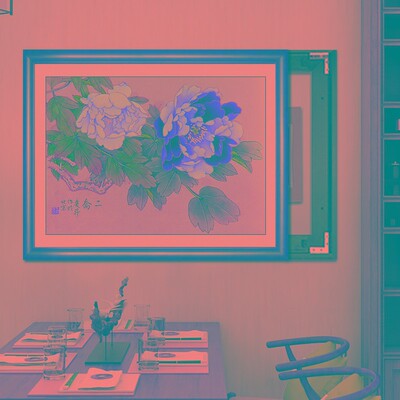 牡丹花客厅餐厅玄关花开富贵遮挡电表箱装饰画总开关电闸盒挂画