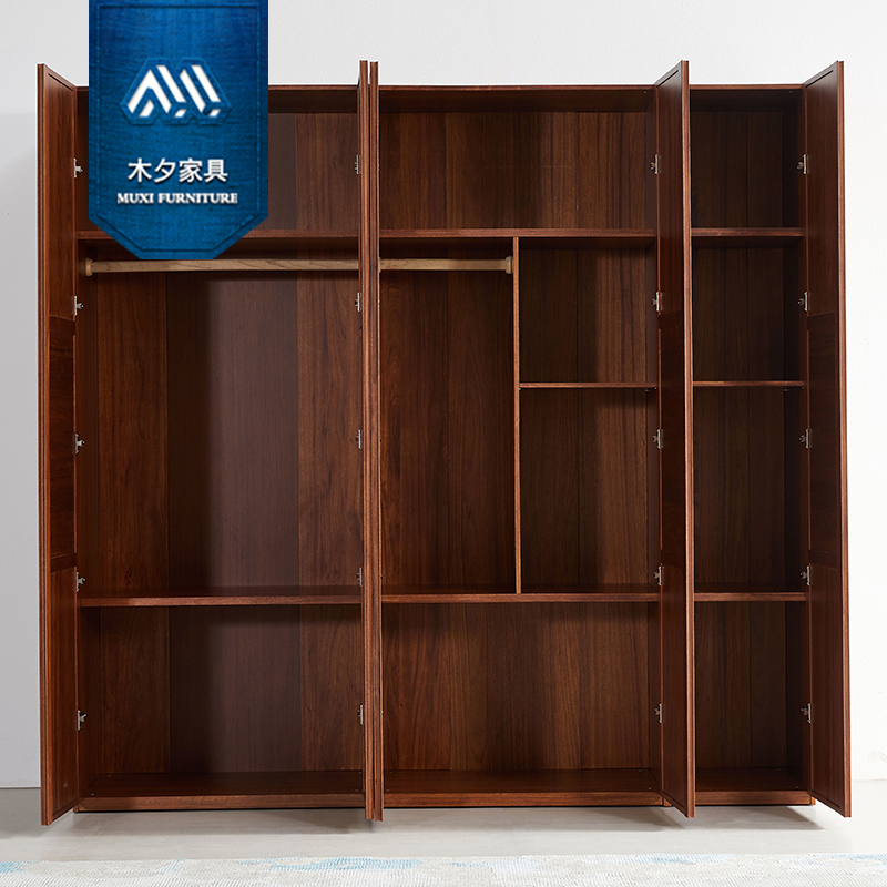 木夕新中式东南亚风格槟榔色卧室家具胡桃木色对开门衣柜大储物柜