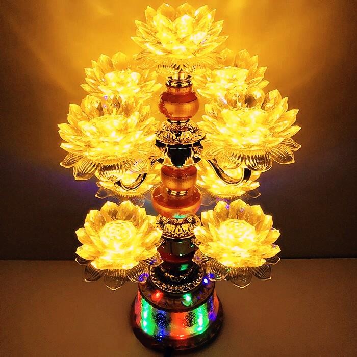 济缘佛灯led七彩莲花灯佛供灯水晶佛前供灯九品长明灯七品供灯