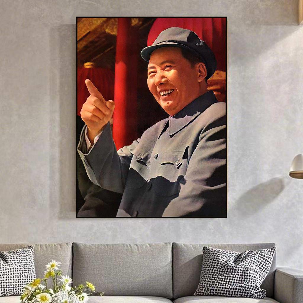 毛主席画像客厅玄关主席像画伟人头像1957年检阅庆国庆挂画装饰画