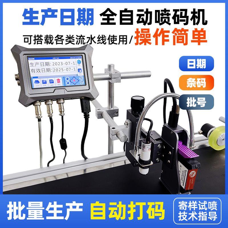 全自动流水线喷码机在线打生产日期纸盒二维条码分页机输送打码机