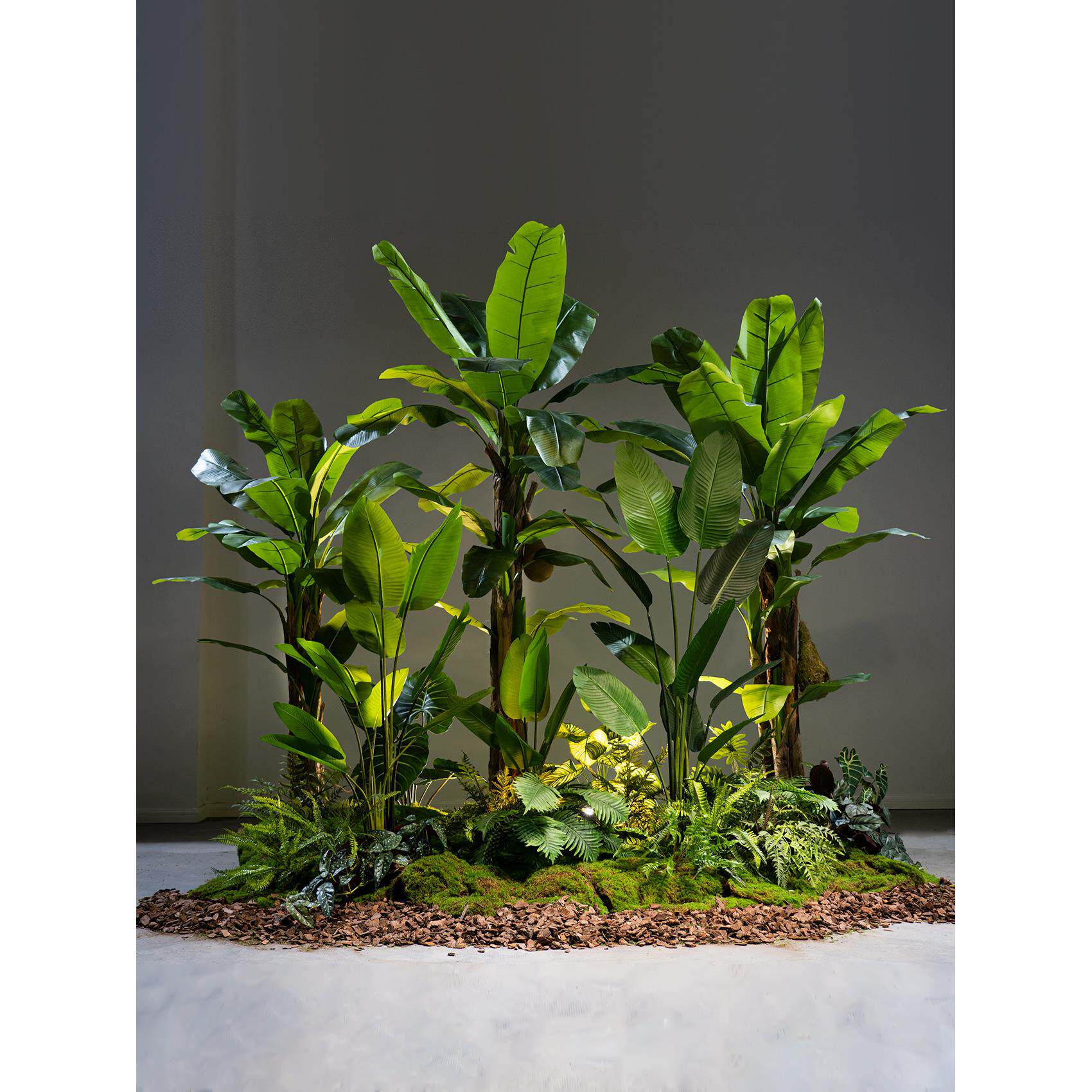 模拟绿色植物造景组合室内窗户大型彷生绿色植物盆栽人工树景观设