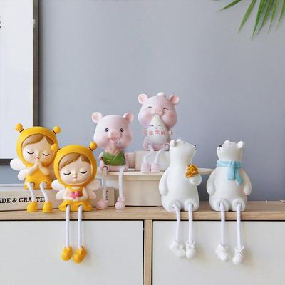 墙架子装饰小装饰品个性化可爱的卡通桌面树脂吊脚凳娃娃装饰品墙