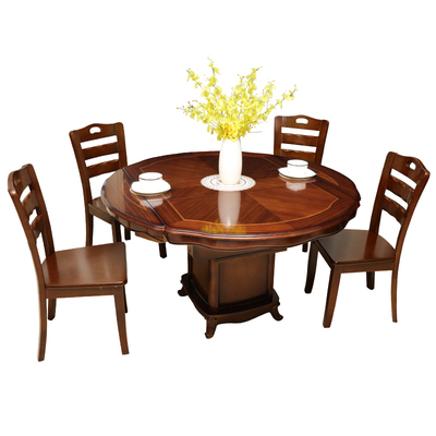 顺尔达伸缩餐桌椅圆形大小可变小户型折叠家用实木中式长桌圆桌