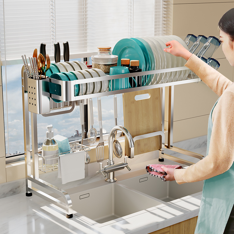 厨房不锈钢水槽置物架碗碟架刀架沥水架家用厨房收纳架碗筷滤水架