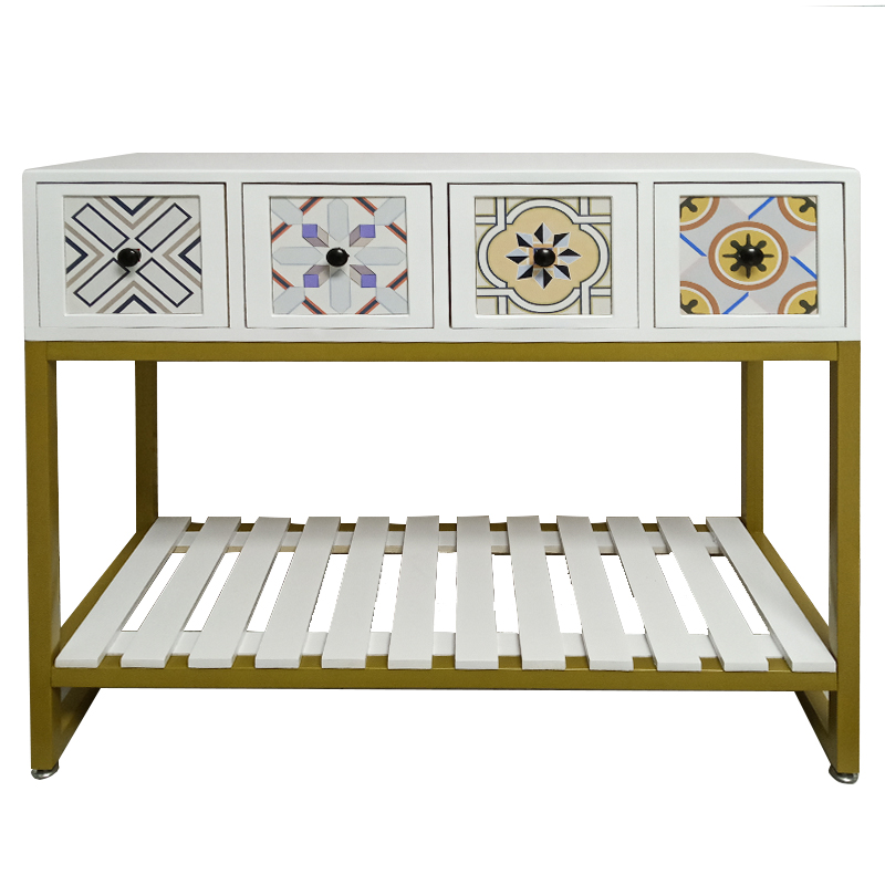 客厅收纳柜子抽屉式置物架储物柜多功能铁艺斗柜电视边柜窄床头柜