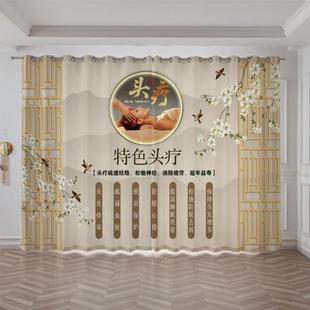 会所窗帘布来定制饰性头疗养身门 头疗养生图馆隔断采耳店专用背装