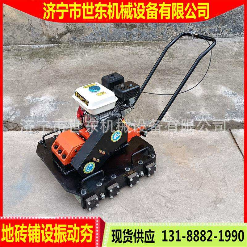 世东手推式彩砖整平机 汽油动力地砖铺设振动夯 盲道地砖滚压机