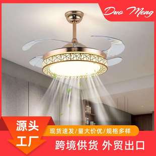 金色鸟巢隐形风扇灯厂家直销全铜电机吸顶灯大风力吊扇灯家用卧室