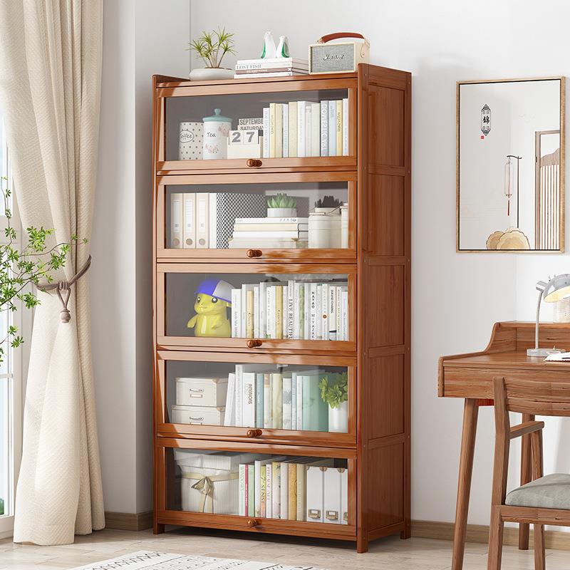 书架落地简易柜子客厅置物家用多层带门防尘组合书柜现代简约客厅