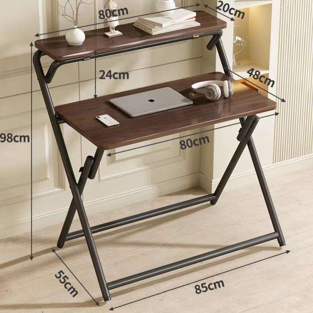 免安装折叠桌简易书桌床边桌可移动电脑桌卧室小户型电脑桌白木s^