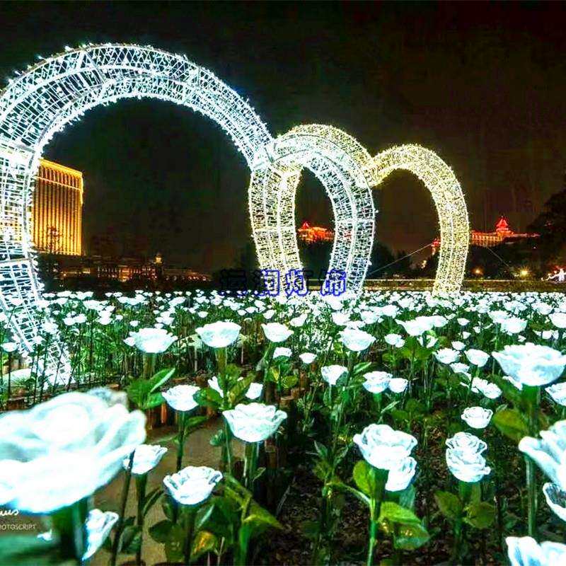 LED爱心户外发光玫瑰花造型灯商场公园动物装饰景观灯光节亮化灯