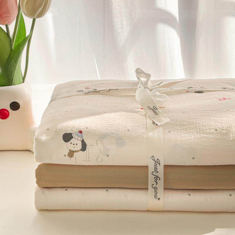 母婴水洗超软双层针织棉四件套宿舍被套床单床笠三件套水洗