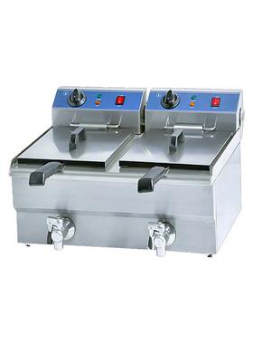 厂家直供不锈钢双缸带阀电炸炉炸薯条炸鸡翅机厨房设备EF-102V