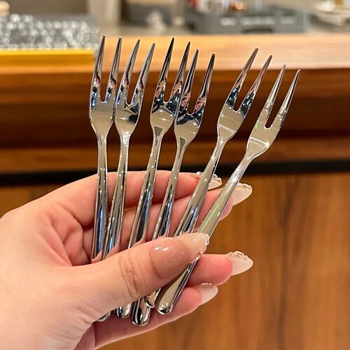 高端水果叉子家用加厚抗菌不锈钢叉水果签点心甜品蛋糕月饼小叉子