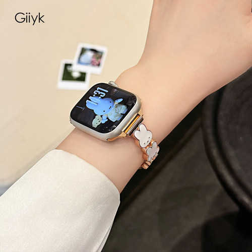 适用苹果手表S11金属手链腕带Apple Watch Series 10代手表带S1/S2/S3/S4/S5/S6/S7/S8/S9智能手环替换带可爱