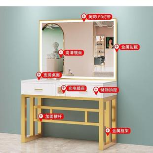 理发店镜台发廊剪发镜美发店专用镜台网红剪发镜带灯化妆台长厂家