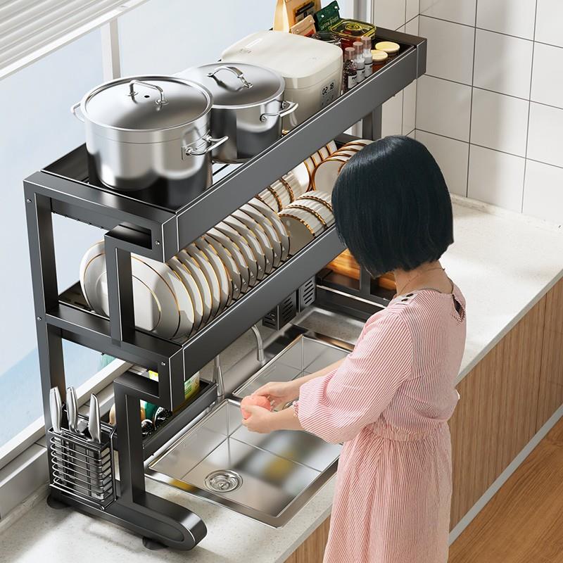 德国Rhein进口304不锈钢水槽置物架加粗加厚沥水架家用碗盘收纳架