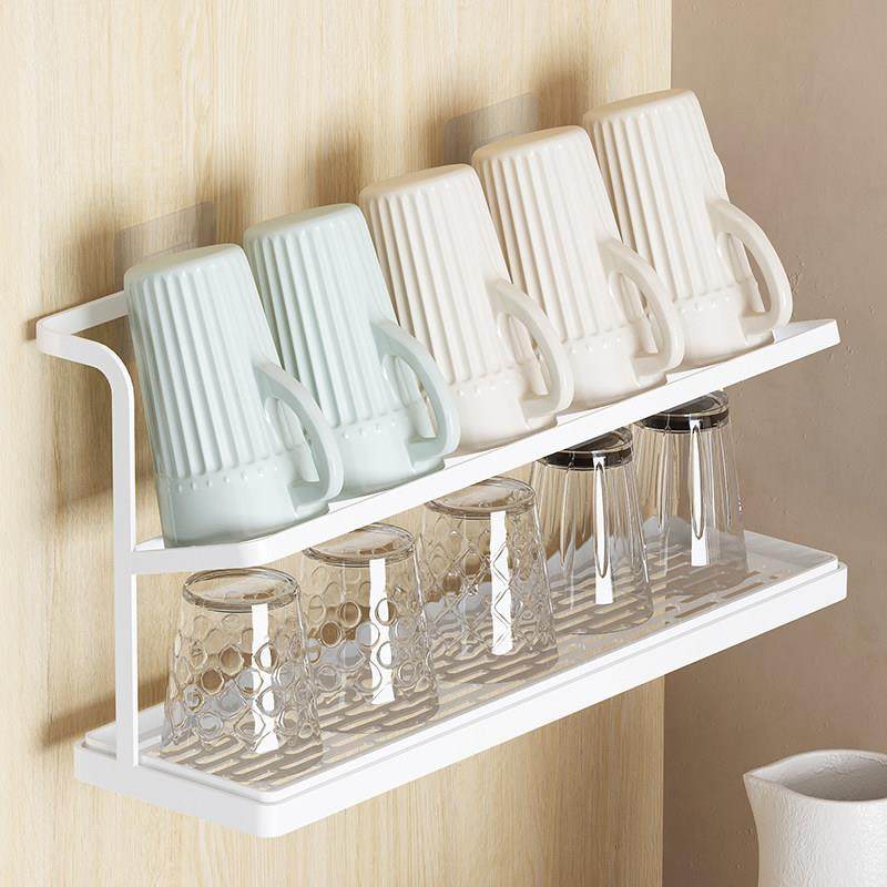 壁挂式杯架杯子收纳水杯架子马克杯置物架挂墙茶杯茶具沥水放置盒