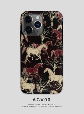 豆豆复古向日葵马horse粉色iPhone15Promax保护14适用于苹果16手机壳12防摔壳11不褪色XRXSMAX可水洗全包