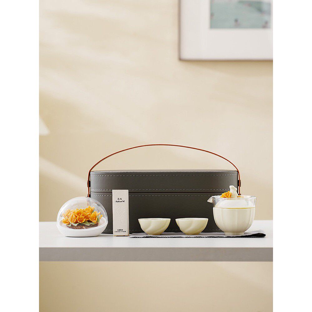 桂花香氛礼盒|手工瓷花X茶具组合富贵Miu·优雅花香