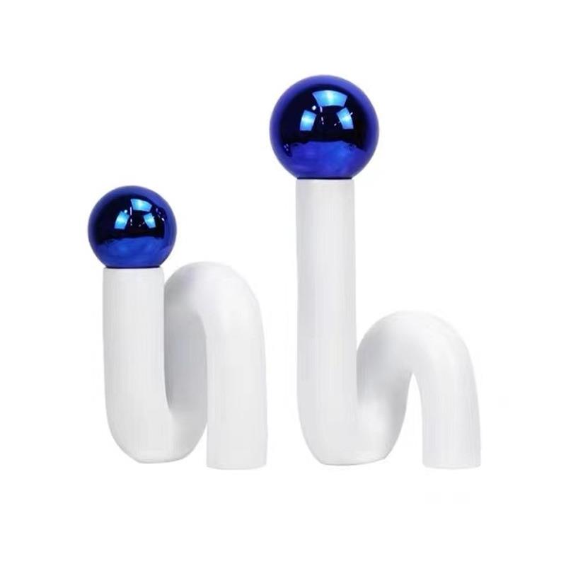 轻奢几何扭曲白色立体树脂花瓶摆件艺术样板间桌面茶几摆件装饰品