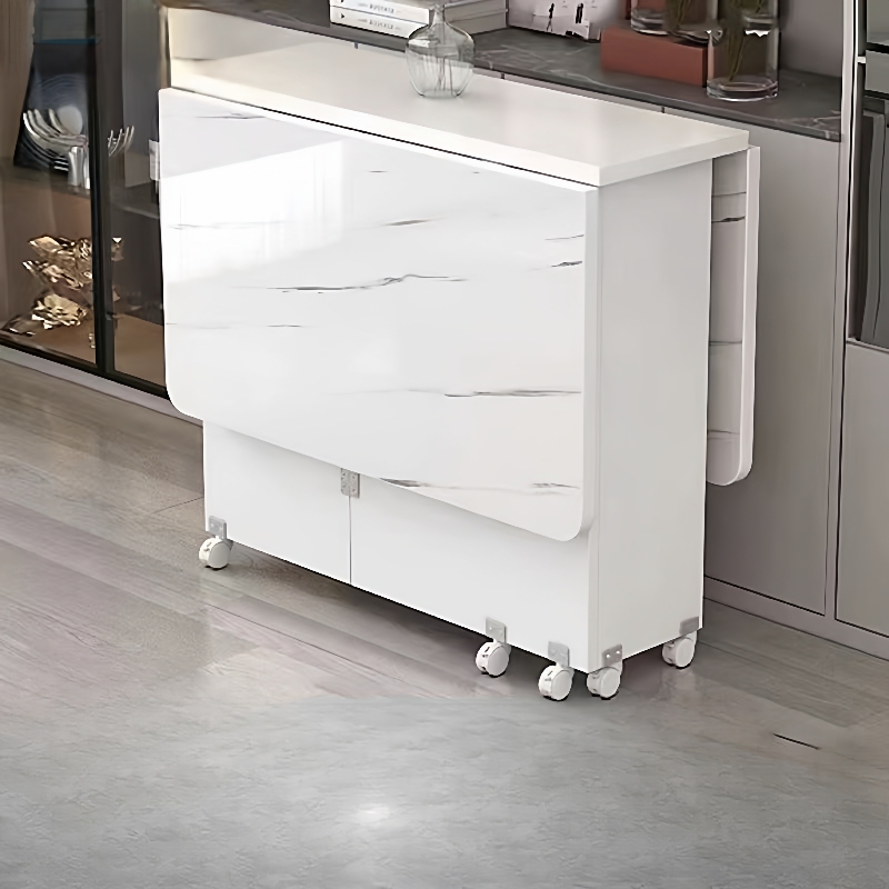 折叠餐桌家用小户型可移动带轮可伸缩长方形简易多功能吃饭小桌子