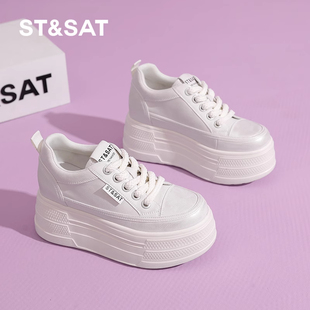 女厚底休闲百搭小白鞋 小个子板鞋 新款 9CM内增高星期六2025年春季