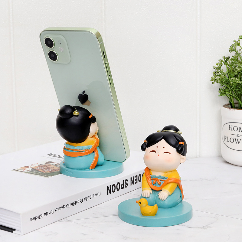 古风唐朝仕女懒人手机架摆件桌面可爱装饰看追剧手机支架手办礼物