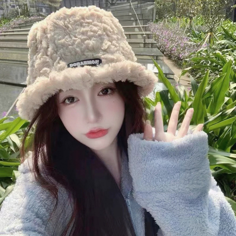 大头围帽子小羊羔帽渔夫新款加绒