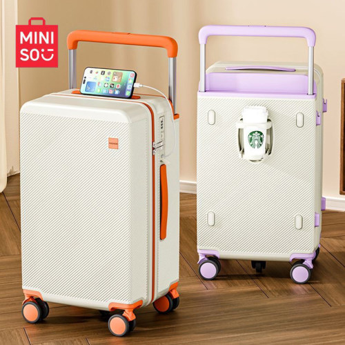 MINISO/名创优品五轮宽拉杆行李箱拉杆箱多巴胺旅行超大密码学生