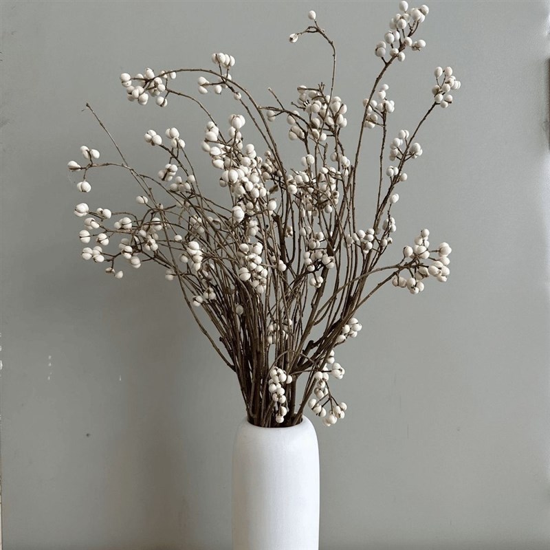 小白果乌桕果花束装饰品家居干花干树枝花瓶插花摆件diy手工