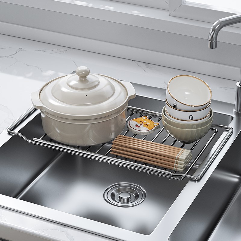 不锈钢厨房水槽上方碗碟沥水篮过滤网洗碗洗菜盆伸缩碗盘沥水架子