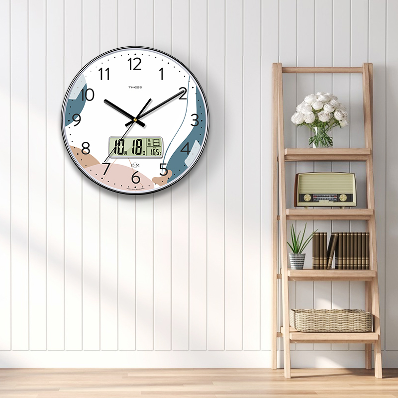 TIMESS石英钟表挂钟客厅家用现代创意简约大气静音时钟挂墙万年历