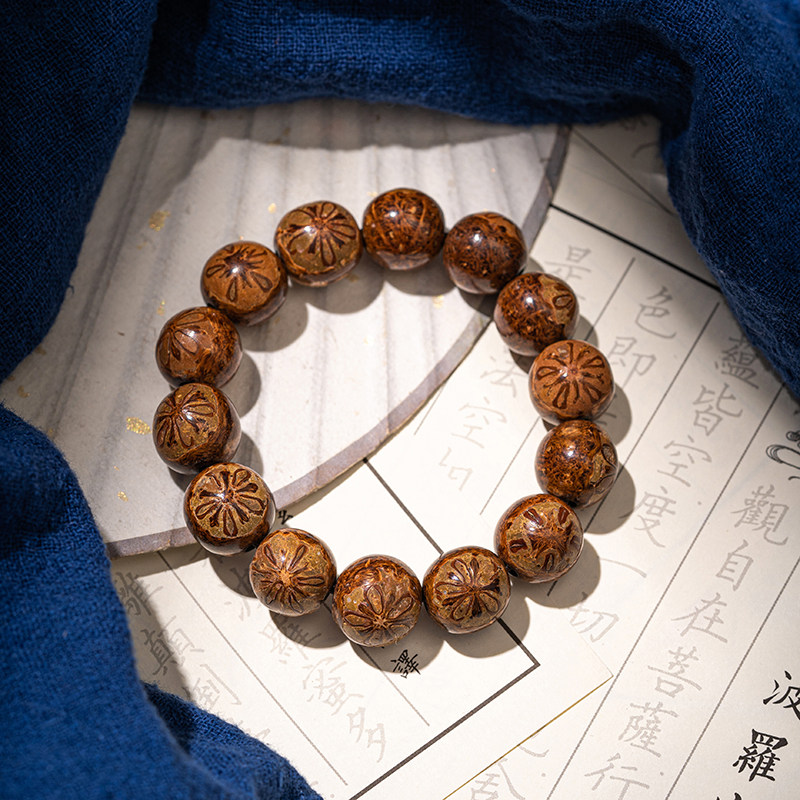金攀莲手串稀有双面莲花小众菩提子复古禅意佛系男女文玩珠串p241