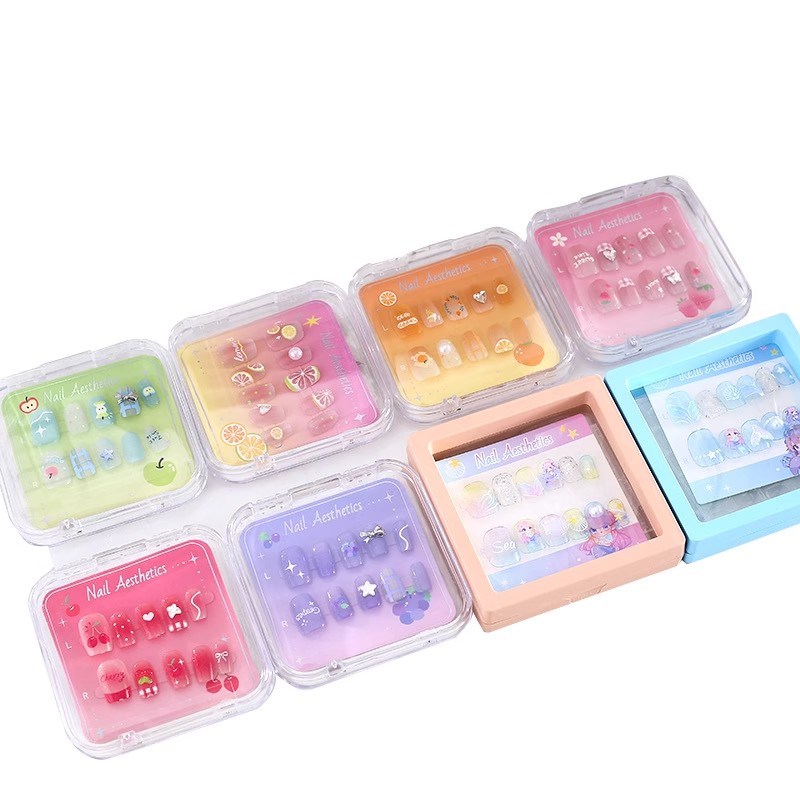 可爱水果可拆卸学生儿童软假指甲贴套装宝宝美甲贴片穿戴甲小女孩