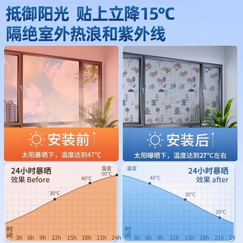 窗户防晒隔热膜家用窗户反光板玻璃膜贴纸磁吸遮光帘挡板遮阳神器