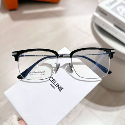 新款丹阳眼镜纯钛眼镜框复古眉毛架休闲复古β钛半框眼镜架72002