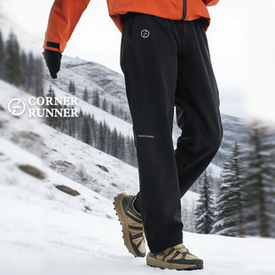 CornerRunner加绒软壳裤女三防抓绒户外徒步男士运动跑步保暖长裤